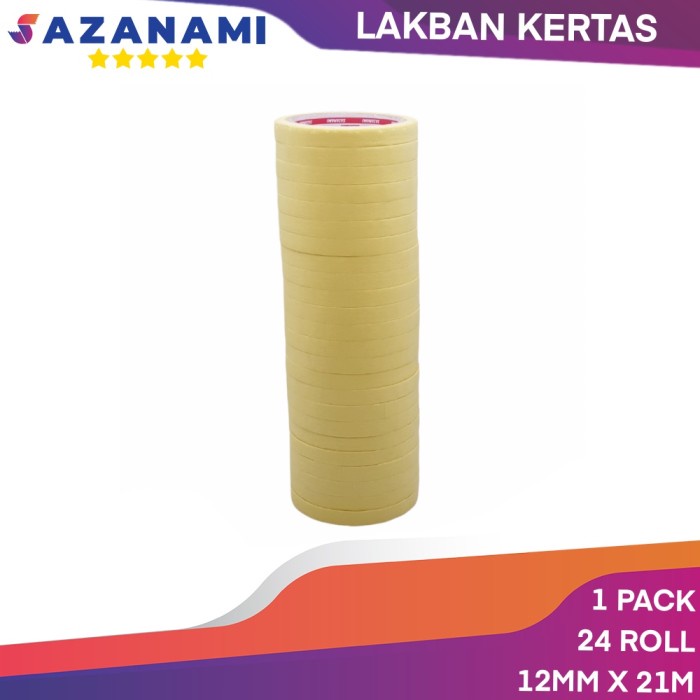 

Tape Lakban Kertas Masking Tape 1/2" Inch 12Mm X 21M Sazanami Isolasi