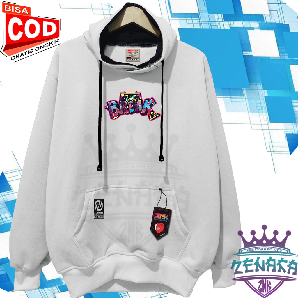 Sweater pria distro keren Zenaka Hoodie pria distro aesthetic graffity Jaket pria terbaru 2022 tebal Hodie cowok keren distro Suiter cowok keren warna putih
