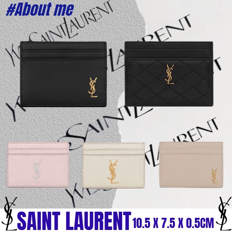 YSL Wallet card holder/ MONOGRAM metallic leather card holder  YSL logo Genuine