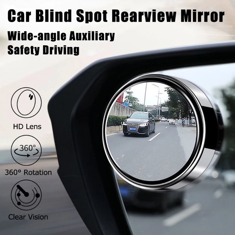 1/2 Pcs HD Glass Round Square Car Blind Spot Mirror/ Auto Motorcycle 360° Adjustable Wide Angle Rearview Mirrors