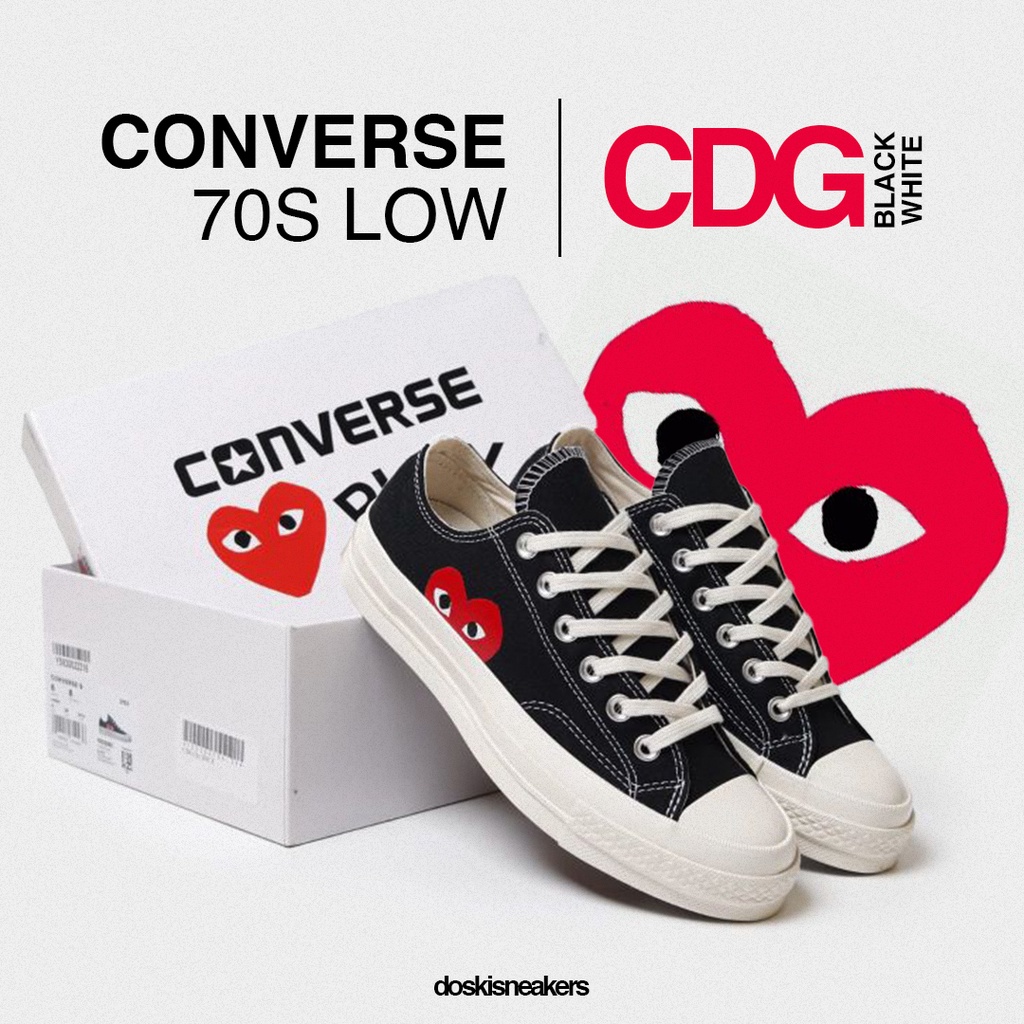 Converse 70S Low X CDG PLAY Black White 100% Original BNIB Sneakers Casual Pria Wanita Sepatu Ori Mu