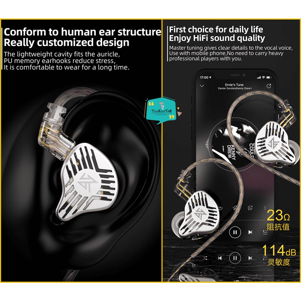 KZ EDS IEM Earphone In Ear Monitor Single Dynamic Driver Hifi with mic Headset