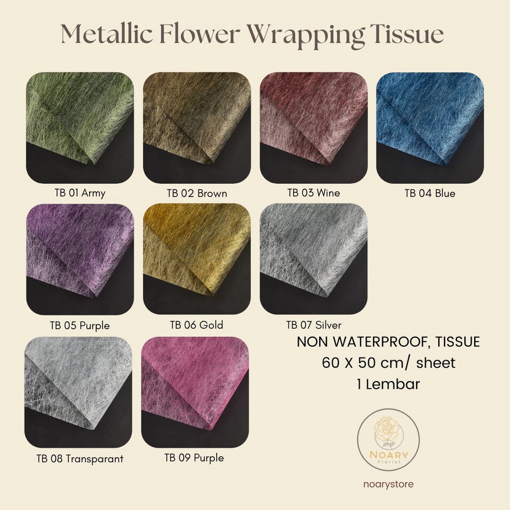 Metalic Flower Wrapping Tissue / Cotton Roll / Kain Roll / Tissue Paper / Kain tisu / Kain Katun / Kain Bunga / Kain Pembungkus Bunga / Cotton Flower / Bouquet / Roll Flower / Tille wrapping / Mesh Roll