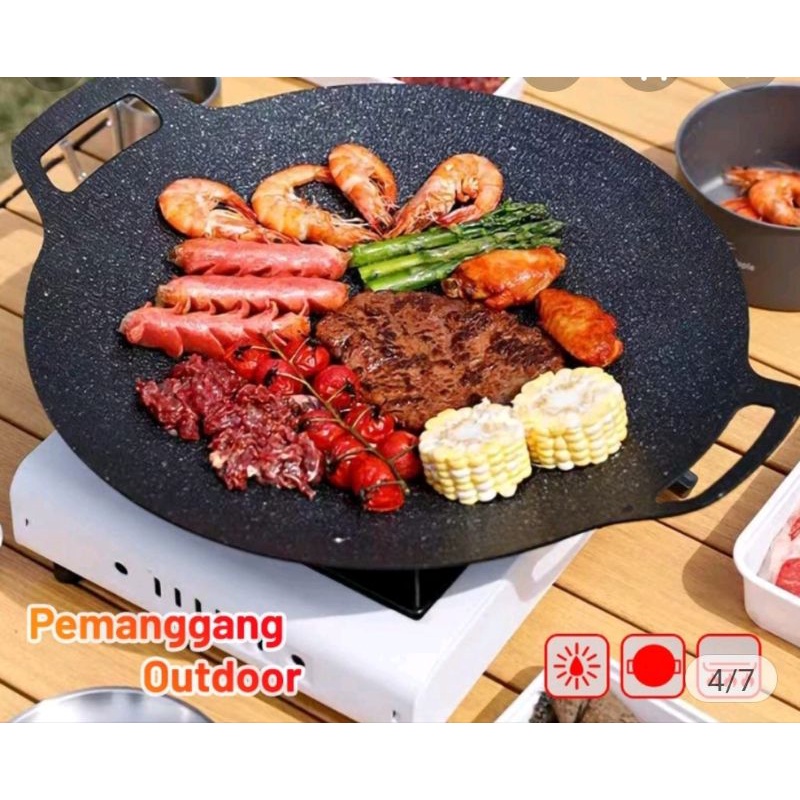 wajan konduksi grill pan bbq korea anti lengket 34 cm