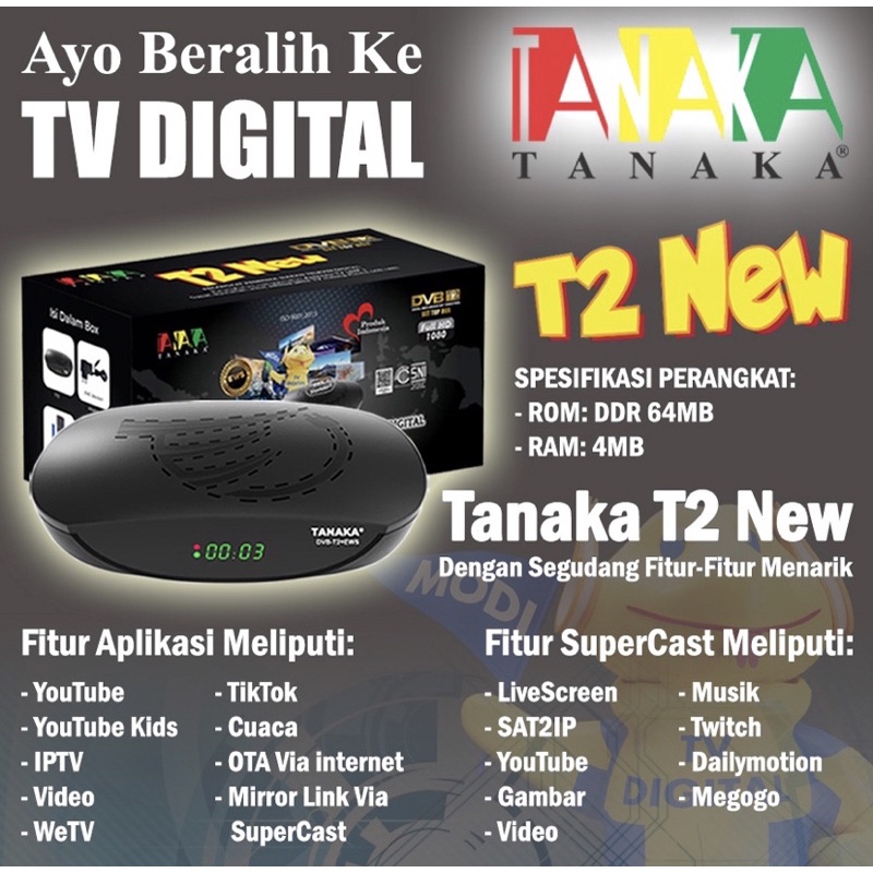Set Top Box STB Tanaka DVB T2 New 2022 / STB TANAKA T2 NEW