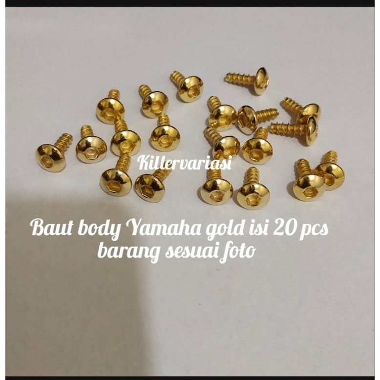 Baut body baut bodi Yamaha universal gold dan chrome harga 20 pcs atau 20 biji