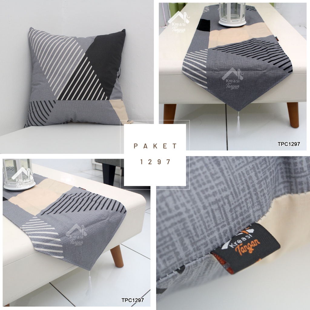 KREA Paket Sarung Bantal Motif Ukuran 40x40 4 PCS + Taplak  2 PCS - Kain Katun