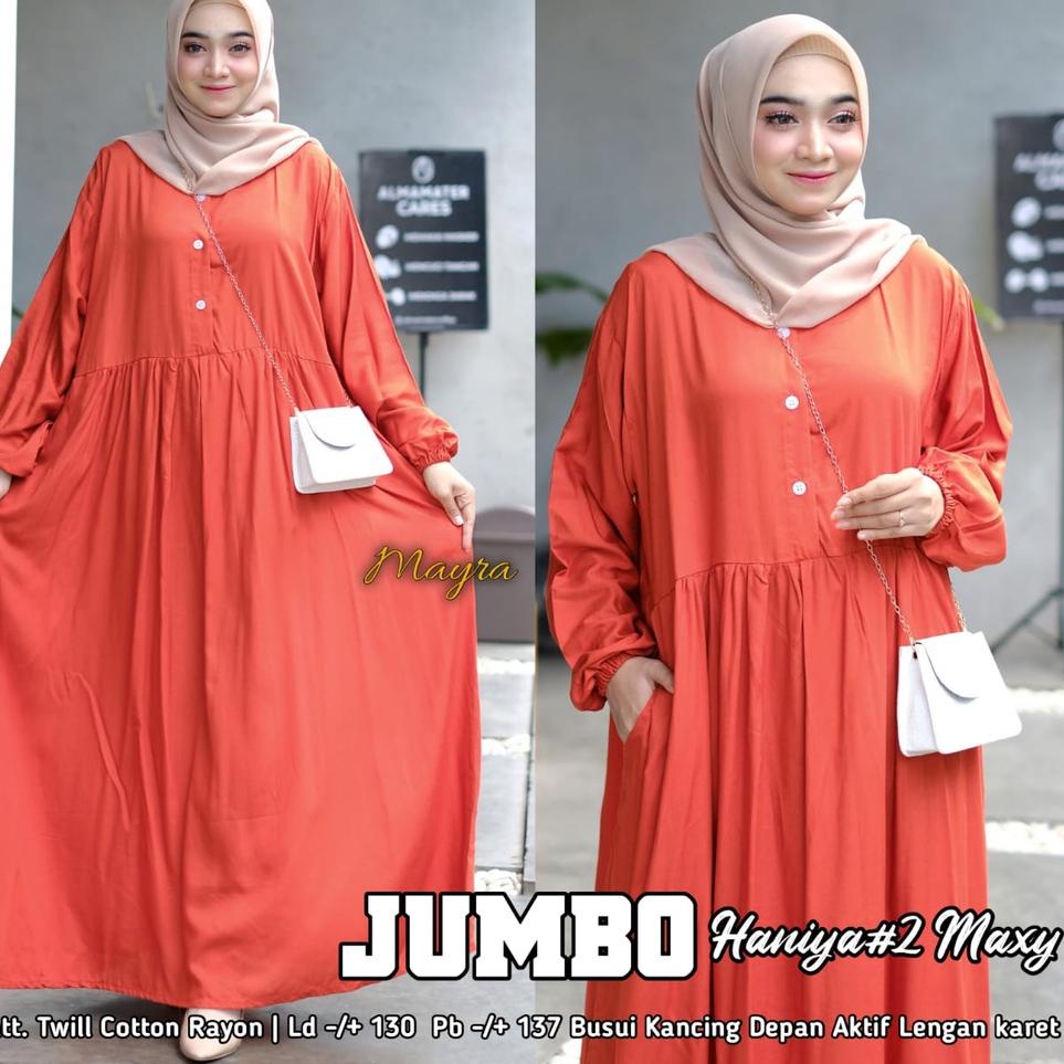 PRODUK TREND GAMIS HITAM DAN PUTIH POLOS KATUN RAYON TWILL JUMBO LD 130 დ 855
