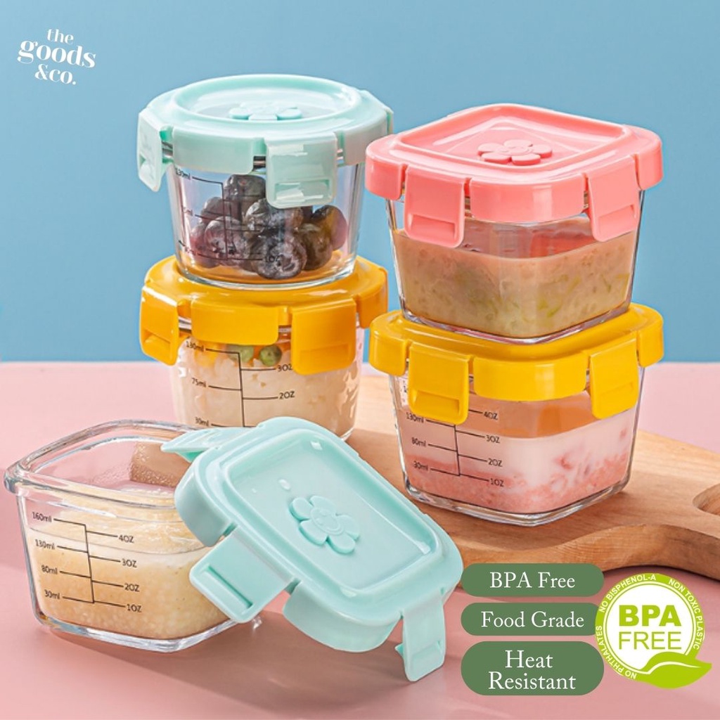 𝐆𝐨𝐨𝐝𝐬𝐂𝐨 Tempat Mpasi Kaca Wadah Mpasi Kaca Penyimpanan Mpasi Glass Baby Food Container