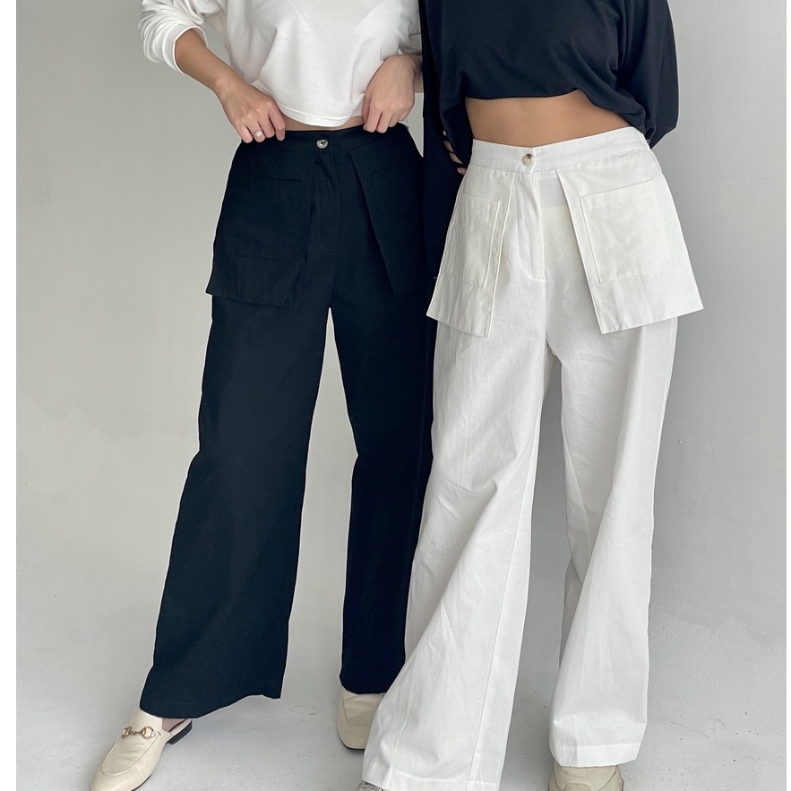Peach Poppy GISELLE Big Pockets Premium Culottes Pants - Celana Panjang Kulot Wanita Katun Premium