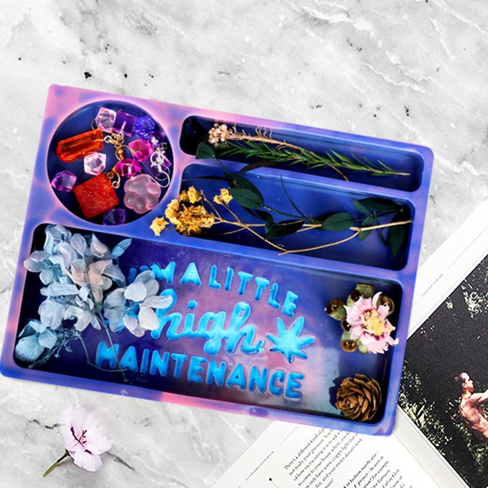 R-flower Maple Leaf Rolling Tray Cetakan DIY Perhiasan Epoxy Casting Penyimpanan Kosmetik Resin Silikon