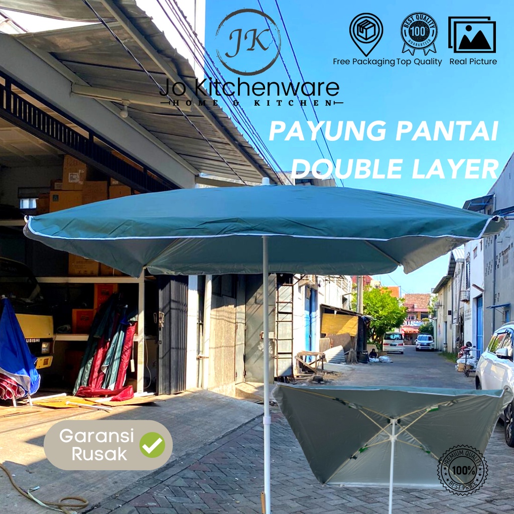 Payung pantai double layer / Tenda cafe payung jualan / Payung tenda premium