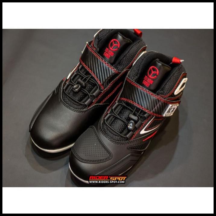 Riding Shoes Yellow Corn Ys-001 Black Red / Sepatu Yellowcorn