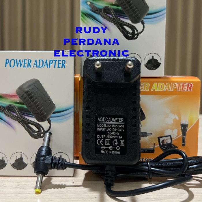 ADAPTOR 5V 1A 5 VOLT 1 AMPERE MURNI DOUBLE DUAL JACK DC