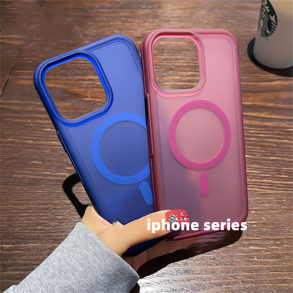 premium magnetic ring Ungu case iphone 14 pro max plus casing 13 12 11 pro max Shockproof case acrylic Hard case Magnetik frosted Warna