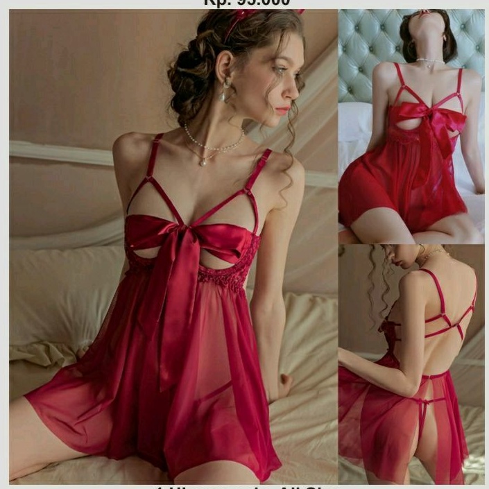 SEXY LINGERIE BAJU TIDUR SEXY TRANSPARAN A1091MR Merah