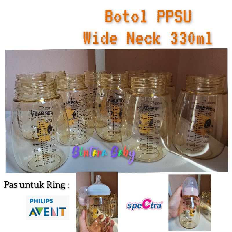 PPSU Baby Bottle 330ml / Botol Susu PPSU Wide Neck cocok untuk Philips Avent Pompa Asi Spectra dll ukuran besar 9m+ 12m+ Botol Asi bisa untuk Pompa Asi MomUung PPSU Bebetons / Botol Pompa Asi Mom Uung