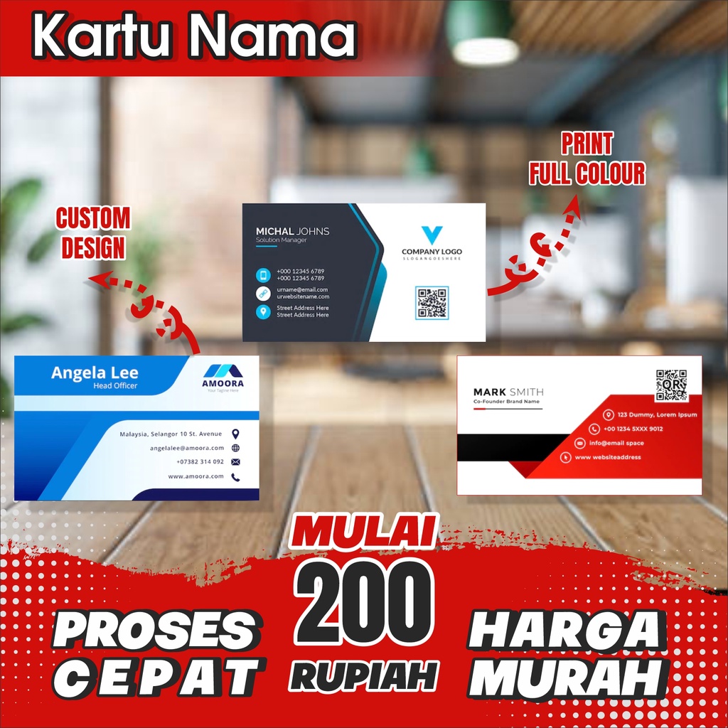 

KARTU NAMA FREE COSTUM DESIGN 1 SISI / 2 SISI (LAMINASI DOFF/GLOSSY) MURAH BERKUALITAS | KARTU NAMA MURAH