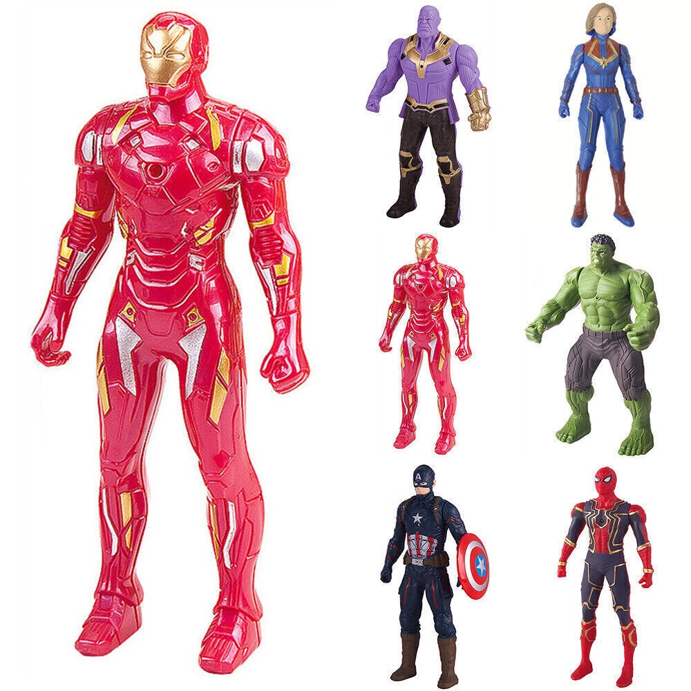 Mainan Action Figure Model Marvel Avengers 4 Super Heros Captain America Ironman thanos hulk Spider Man Dengan Led