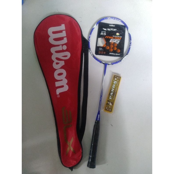 raket badminton wilson k factor.  bonus senar. tas & grip