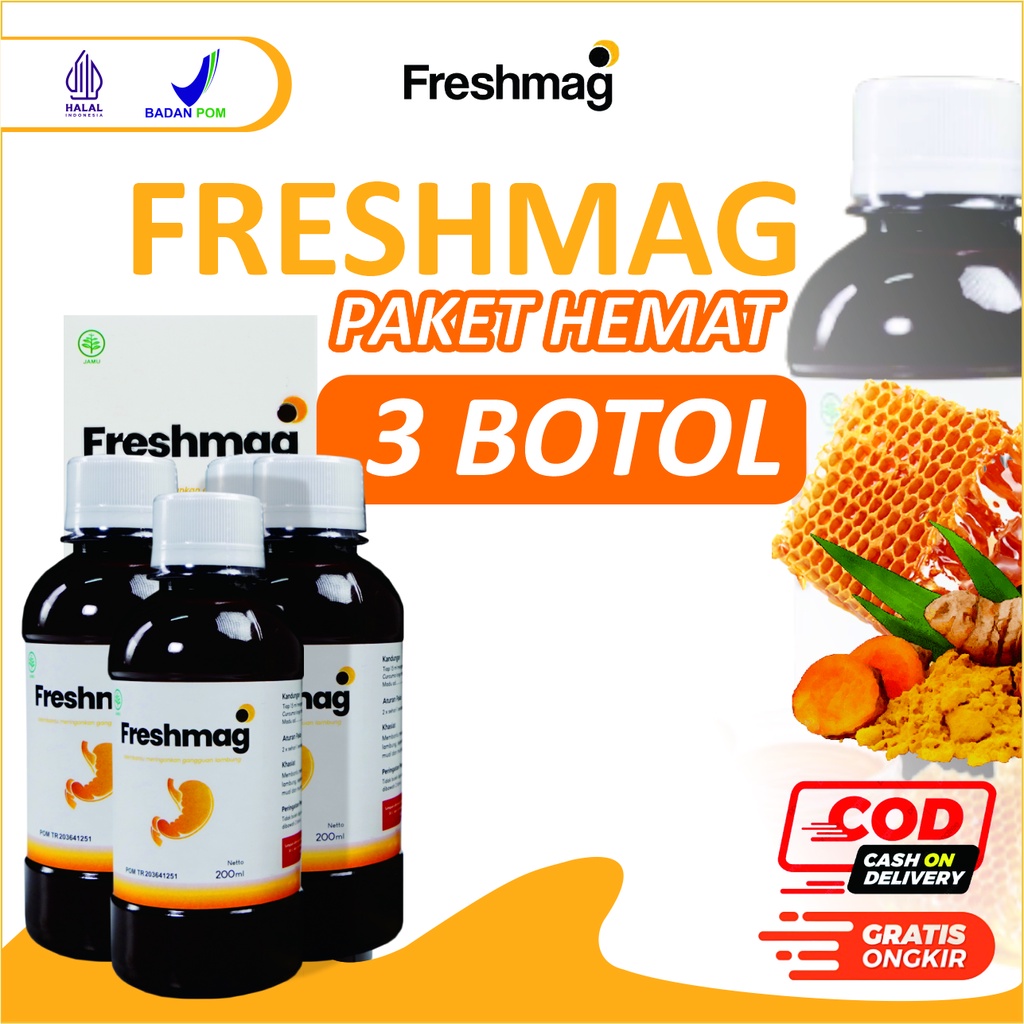 

3 Botol FRESHMAG Obat Asam Lambung Mag Kronis Atasi Mah dan Gerd Madu Herbal Herba Alami BISA COD