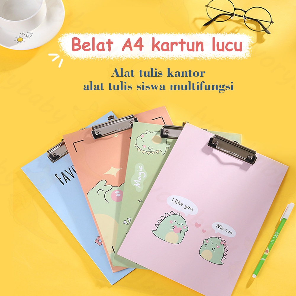 Ivorybaby Papan Jalan A4 Papan ujian Alas ujian Kartun Clip board lucu papan clipboard