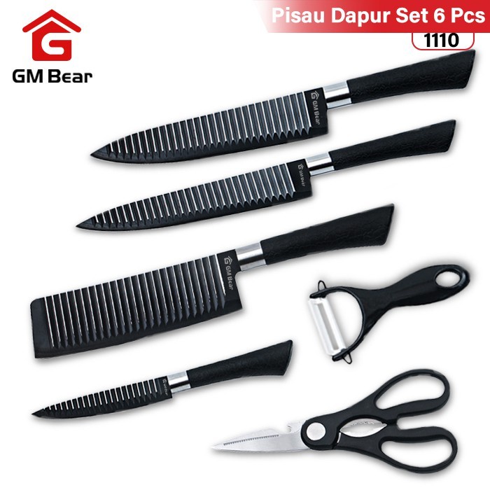 GM Bear Pisau Dapur Set Isi 6 pcs 1110 - Kitchen Knife Set