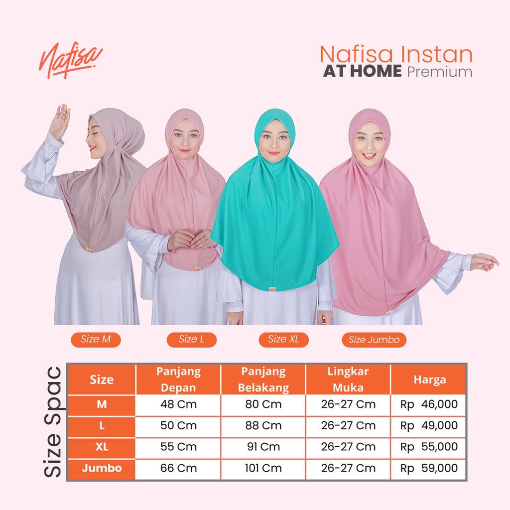 Jilbab Instan Tanpa Bergo Nafisa AT HOME PREMIUM | Hijab Instan Non Pad Kerudung Instan Tali Samping