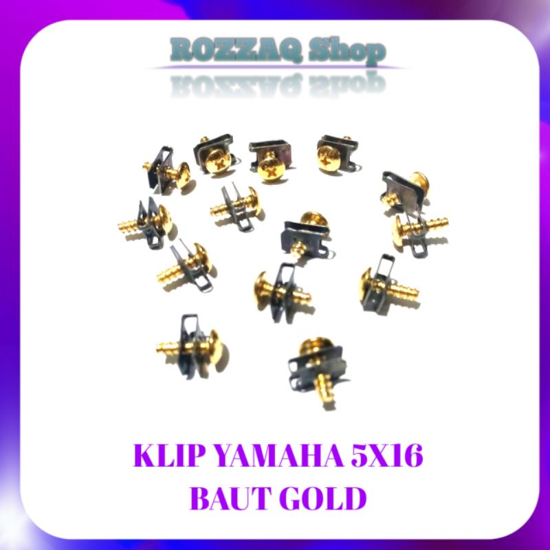 20 PCS BAUT KLIP YAMAHA GOLD BAUT KLIP BODY MOTOR YAMAHA MATIC NON MATIC Mio Aerox lexi Soul GT Nuvo Vino NMAX XRide Jupiter MX VEGA UKURAN M 5x16