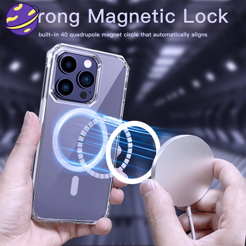 Case Magnetik Transparan Shockproof Untuk IPhone 14 Pro Max 14 Plus