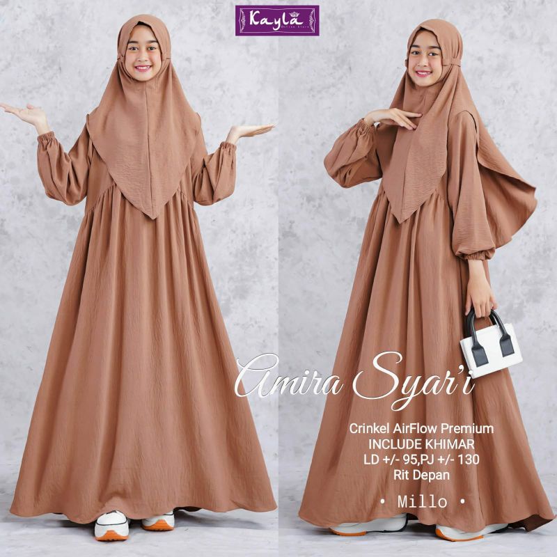 9.4 Gamis Crinkle Set Remaja Include Khimar // Amira Syari RIBBON SET / POCKET SET by Kayla SANCAKA 