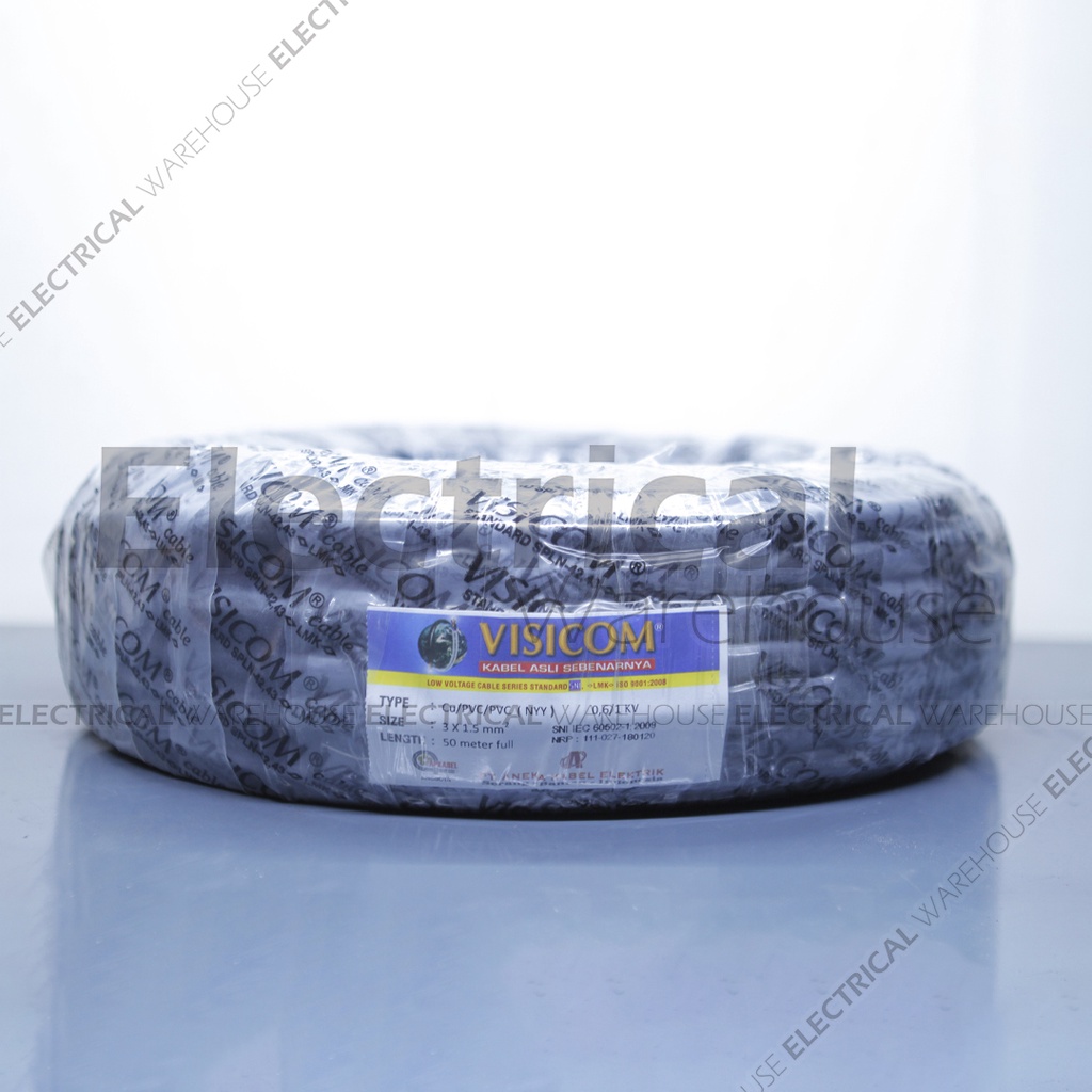 Kabel Listrik NYY 3x1.5 mm2 VISICOM SNI IEC Meteran (3x1,5 mm 3x1.5)