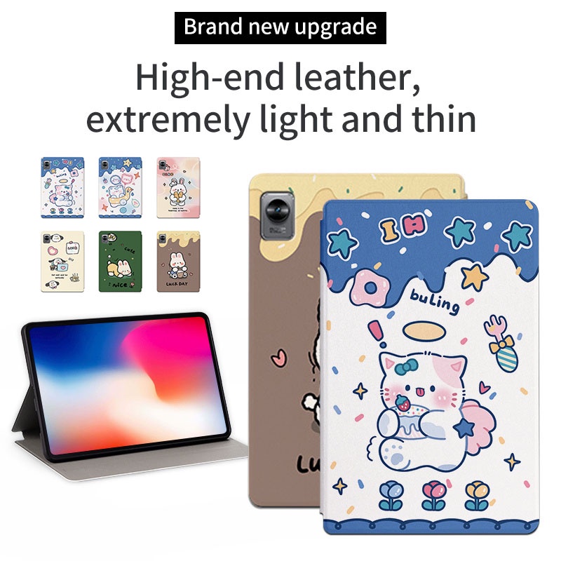 Case Pelindung Tablet Realme Pad mini (2022) 8.7-inch RMP2105 Realme Pad X 10.95 &quot;RMP2107 RMP2108 Motif Kartun Bahan Kulit PU