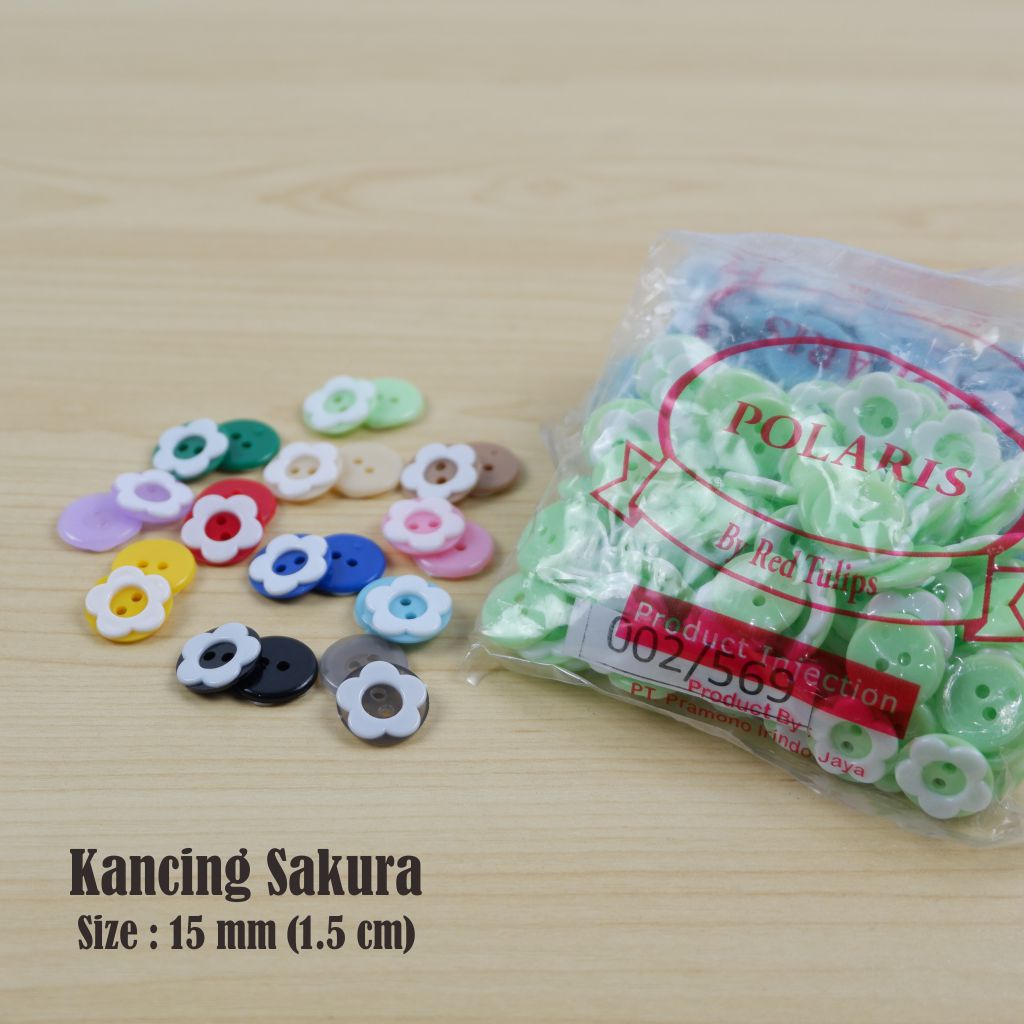 Kancing Plastik Sakura 15 mm Kancing Hias Grosir, Kancing Bunga | Per Gross