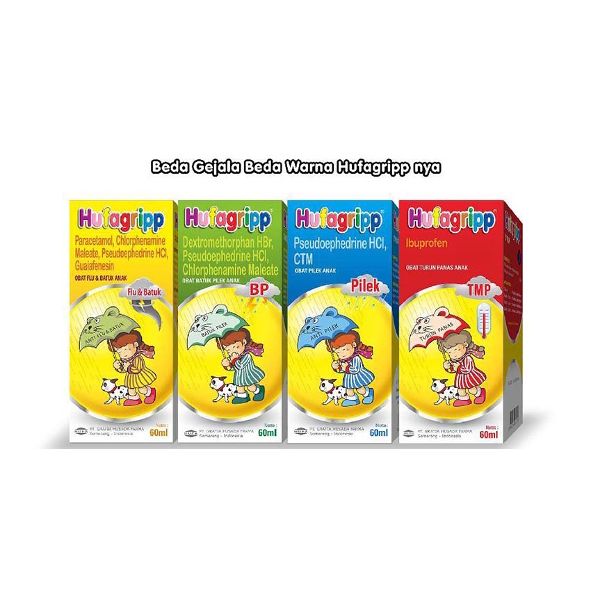 HUFAGRIP Syrup Anak 60ml - Obat Penurun Panas,Demam. Flu Batuk Anak