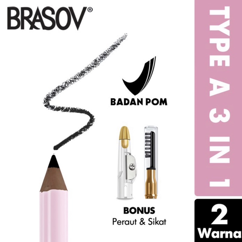 Brasov Eyebrow Pencil Type A 3in1 Black | Brown