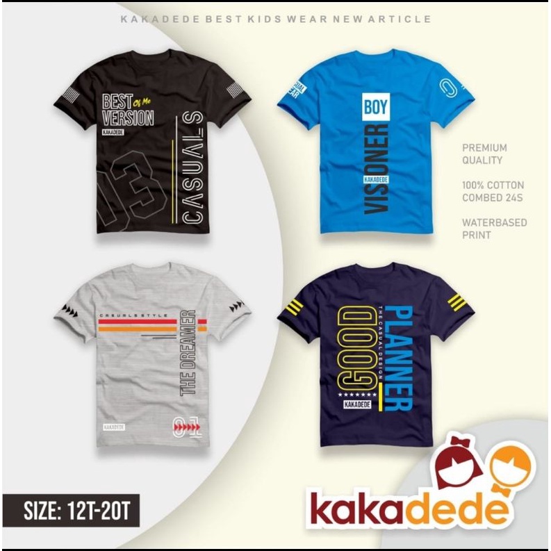 kaos Anak Remaja  kakadede Laki laki  Remaja Tanggung premium 9 10 11 12 14 16 18Tahun
