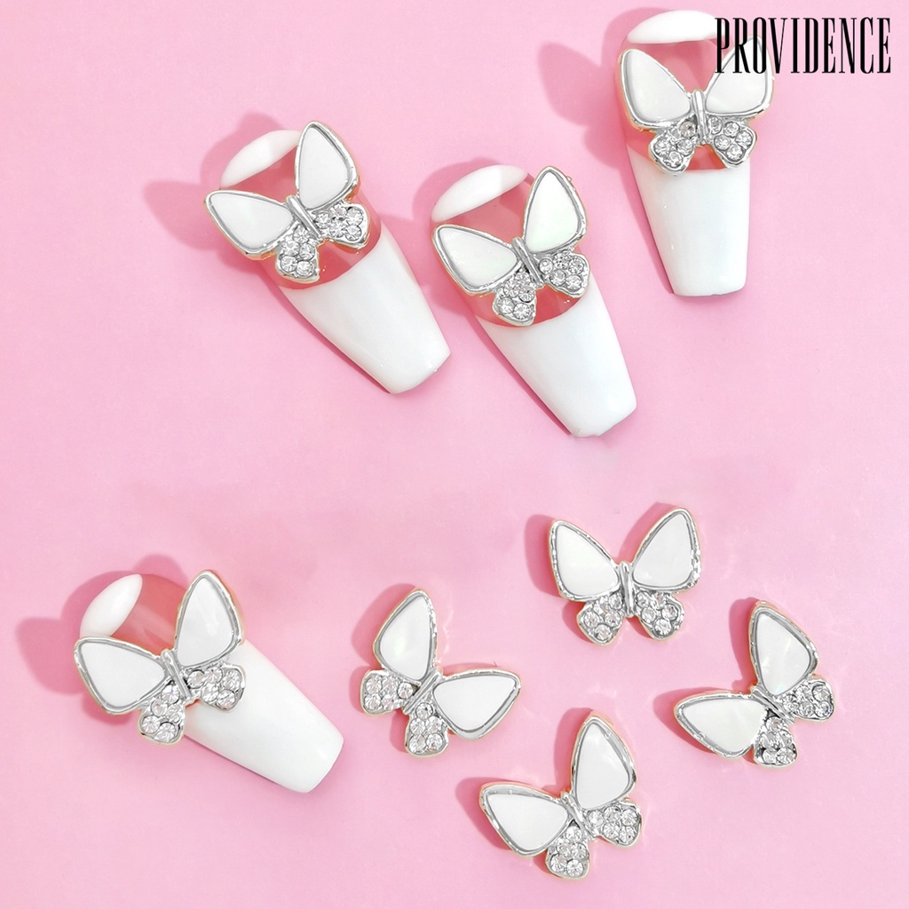 Ins 10pcs / Set Hiasan Kupu-Kupu Aksen Berlian Imitasi Bahan alloy Untuk Aksesoris Nail Art / Manicure Butterfly