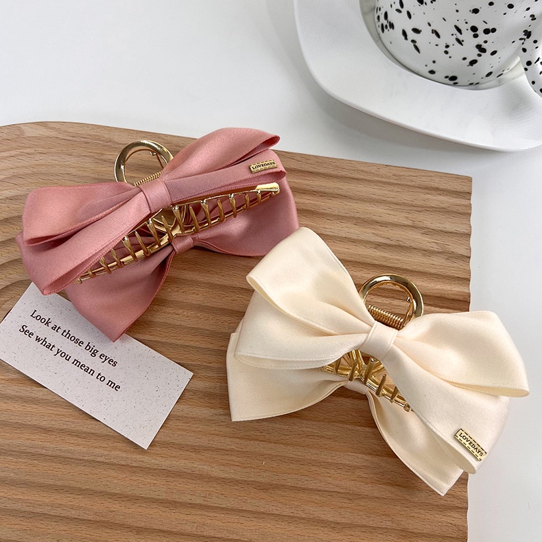 JEDAI SHARK WITH BOW KNOT RIBBON JEPIT RAMBUT PITA METAL BESI JEPITAN KOREA GIRLY FAIRY FEMINIM CEPOL GOLD HAIR CLAW CLIP AKSESORIS HAIRCLIP