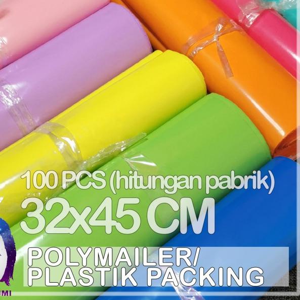 

100 PCS 32x45 cm Plastik Packing / Polymailer / Bungkus Online - Biru
