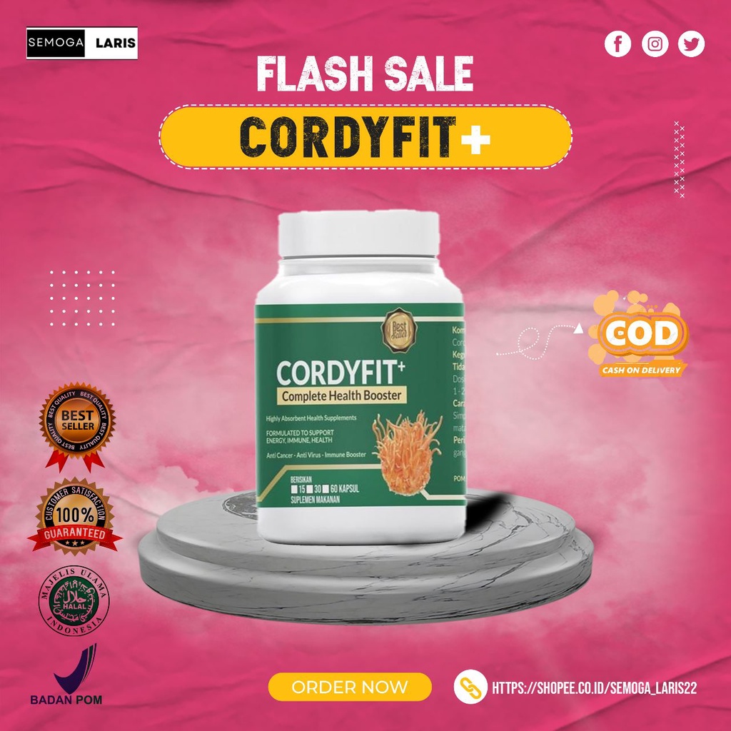 (CASHBACK) CORDYFIT – EKSTRAK JAMUR CORDYCEPS ALAMI BISA COD / FREE ONGKIR / GARANSI BARANG ASLI / M