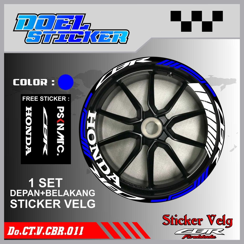 Stiker Cutting Velg CBR 150 Racing Lis List Variasi Custom Set Depan Belakang Doel 011