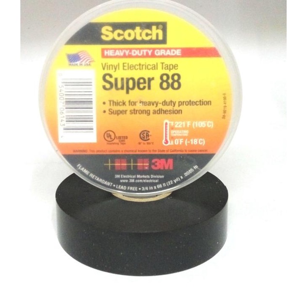 3M Scotch Super 88 Vinyl Electrical Tape - Isolasi Listrik 3/4 Inch