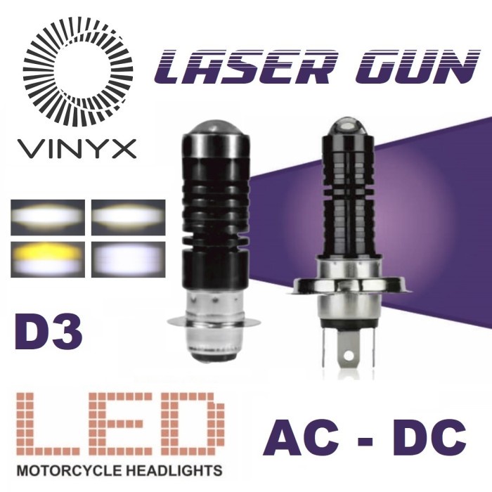 Lampu Utama LED Laser Gun Motor AC DC Lasergun H6 H4 VINYX CSP D