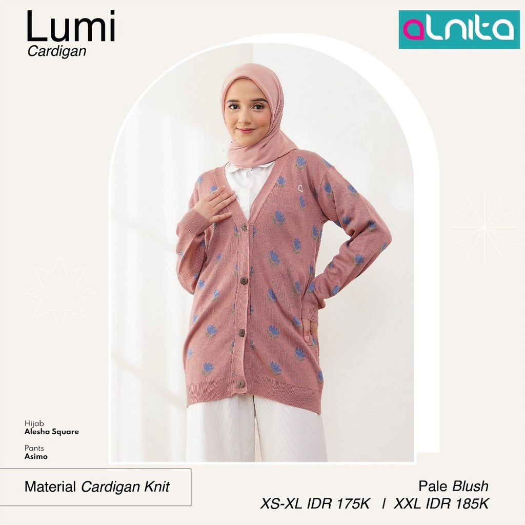 [BISA COD] Alnita Cardigan Lumi Bahan Cardigan Knit Outwear Fashion Muslimah Outfit Kulian Kekinian by Alnita