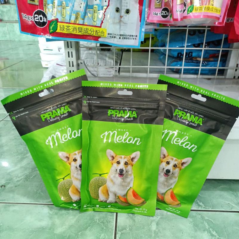 Prama Snack anjing rasa sweet melon 70g - Cemilan anjing - Prama Snack - Snack anjing