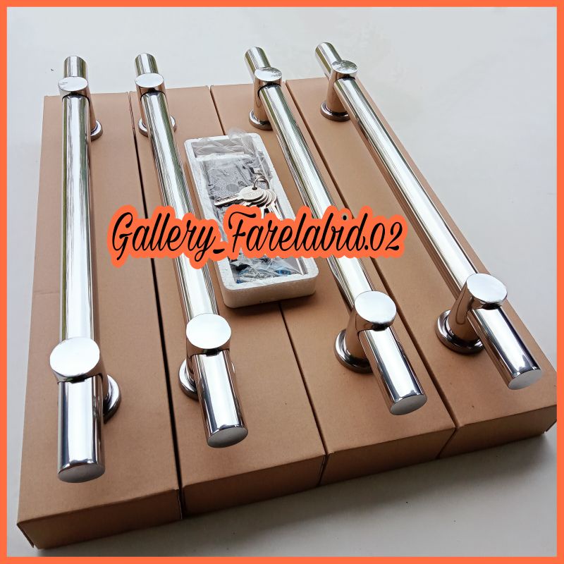 1 Meter Handle Pintu Rumah Stainless Steel Set Kunci Gagang 100 Cm Pegangan Tarikan Pintu Kupu Tarun