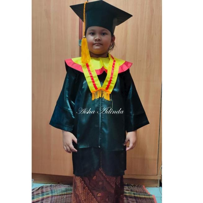 Baju Toga Wisuda Anak TK kuning merah