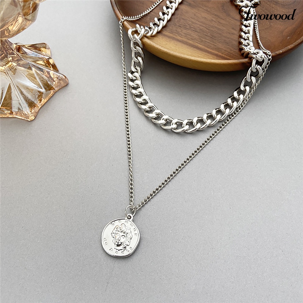 Kalung Rantai Multilayer Bahan Alloy Untuk Wanita