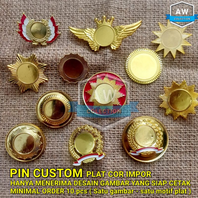 PIN CUSTOM PLAT COR [ minimal order 10 per gambar ]